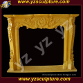 Indoor Yellow Stone Fireplace Mantel Electric Fireplace